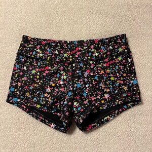 KFT Keep Moving Lined Bike Shorts Black Neon Multi-Color Stars Booty